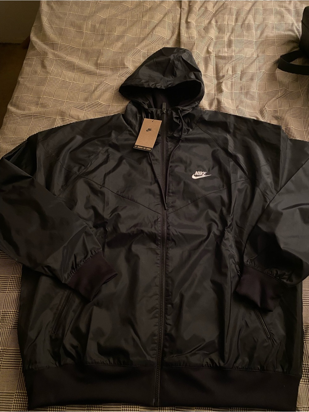 Nike Black Hooded Windbreaker Jacket with Subtle Logo